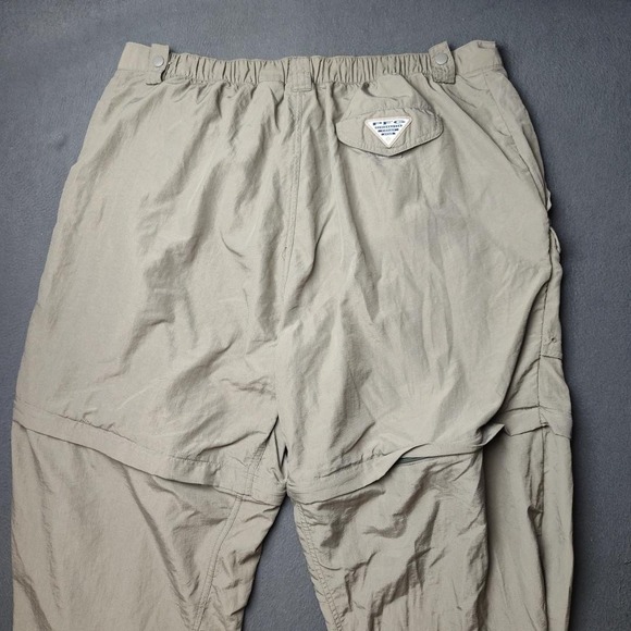Columbia PFG Pants Mens 2XT Khaki Convertible Zip Off Cargo Nylon Outdoor Hiking - Picture 4 of 13